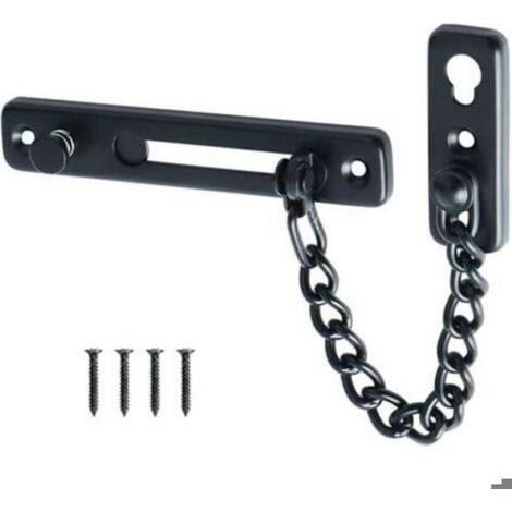 Verrou de sécurité porte intérieure, acier inoxydable, anti-vol, ressort, finition noire matte (1/4)