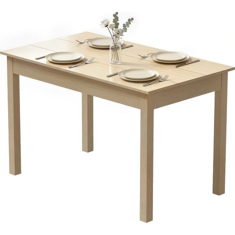 Table salle à manger design bicolore bois plateau 4-6 personnes 119x70x75 cm