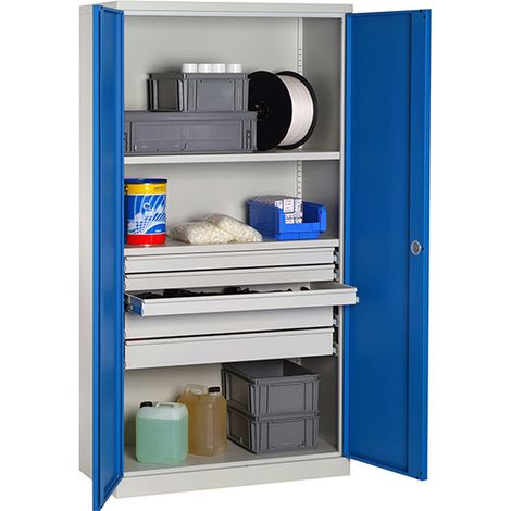 Werkstattschränke - 5 Schubladen und 2 Regale - RAL 7035 - W030090026-GCGC