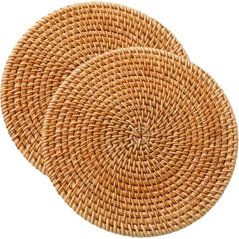 set de table rond en rotin-Ce dessous de plat résistant à la chaleur convient à une utilisation sur 2ensemble de pièces (1/5)