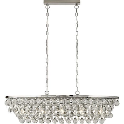 Searchlight MICHELLE - Pendentif de barre de plafond ovale chrome à 5 ampoules avec boules de verre (1/3)