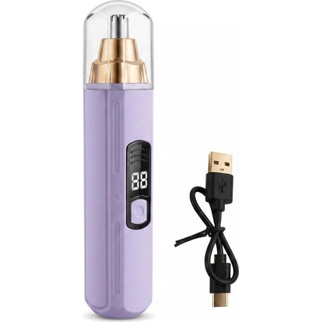 Tondeuse Nez Oreilles, Coupe Poils Nez USB Rechargeable, LCD Écran, Indolore Tondeuse, Rasoir nez du Visage Hommes et Femmes Portable (Violet) (1/5)