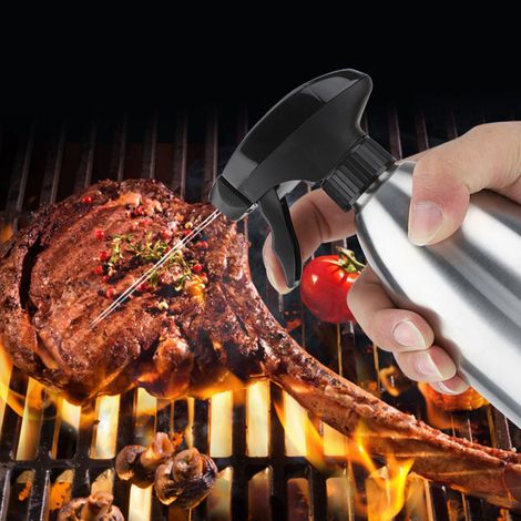 Pulverizador de aceite portátil de acero inoxidable para barbacoa: diseño ergonómico, ABS y acero inoxidable, pulverización uniforme para cocinar y asar a la parrilla. (1/5)