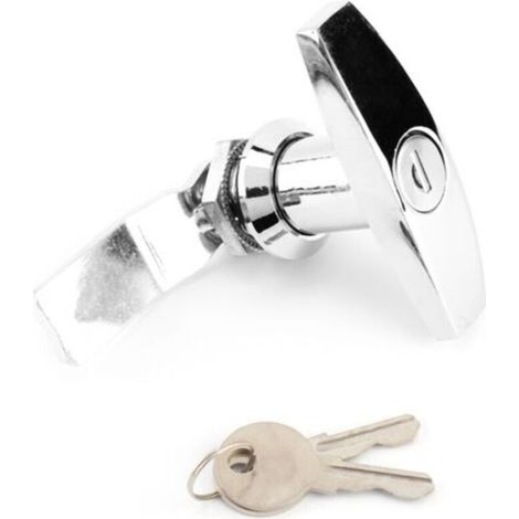 Fixation arrière poignée en T serrure bote à outils serrure de porte de Garage avec clés pour auvent de caravane de remorque (argent