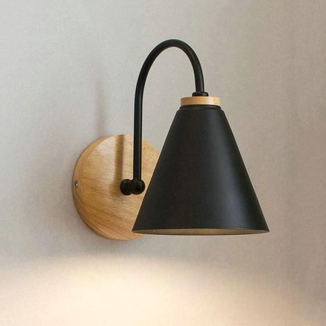 Aplique de pared curvo sencillo, inoxidable, para salón, pasillo, oficina, dormitorio o mesita de noche, sin fuente de luz, color negro.