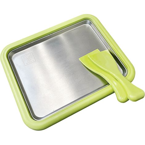 Kit de fabrication de crème glacée roulée, plaque de congélation en acier inoxydable à domicile avec 2 grattoirs pour le plaisir en famille. (1/5)