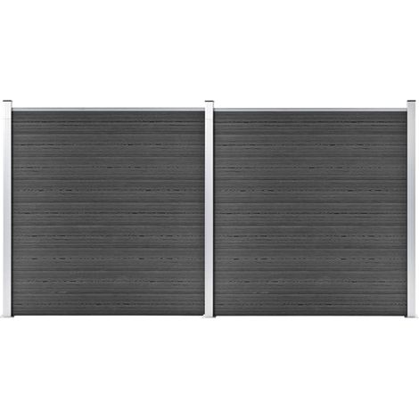 Zaunelement Set WPC 353x186 cm Schwarz