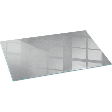 Plaque de protection de sol en verre pour cheminée ou poêle moderne anti-chaleur et étincelles Texture de béton avec effet 120x60 cm (1/5)
