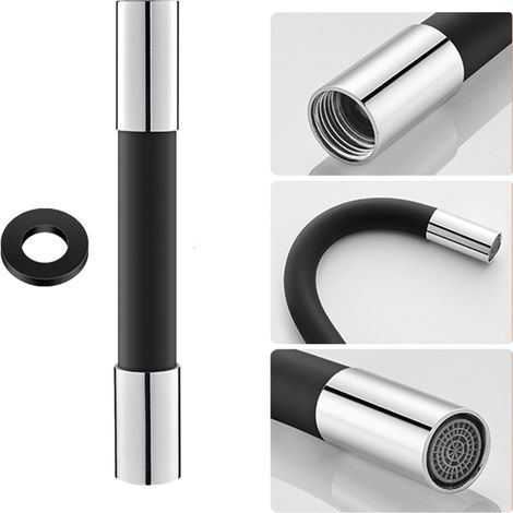 Tuyau d'extension flexible en silicone avec joint étanche et douchette à 360° pour robinet. (1/5)