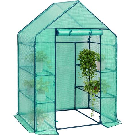 WOLTU Invernadero Verde de Jardín con 6 Niveles para Plantas 143x73x195 cm Invernadero Tipo Caseta de Jardín Cultivos Flores Tomates y Verduras