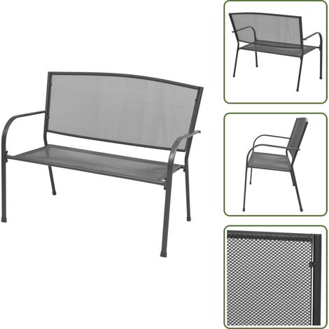Panchina industriale - vidaXL Panchina da Giardino 108 cm Acciaio e Rete Antracite - Panchina esterna