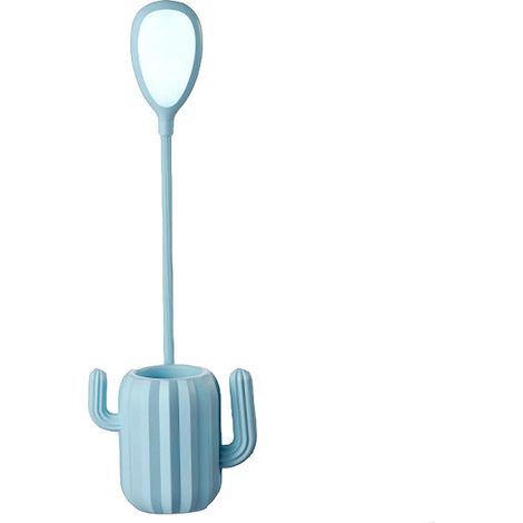 Lampe de Bureau LED Bleue avec Porte-Stylo, Col Flexible 360°, Intensité Réglable, Lampe Lecture Travail Protection Yeux pour Chambre Bureau Enfant (1/5)