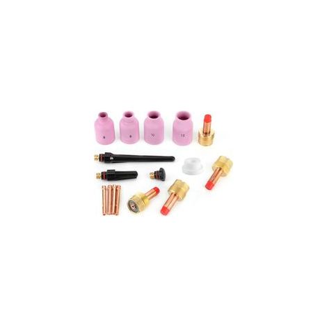 Kit de lentilles à gaz avec buse en céramique, pistolet de soudage TIG, consommables pour torche 16 pièces/ensemble 17/18/26