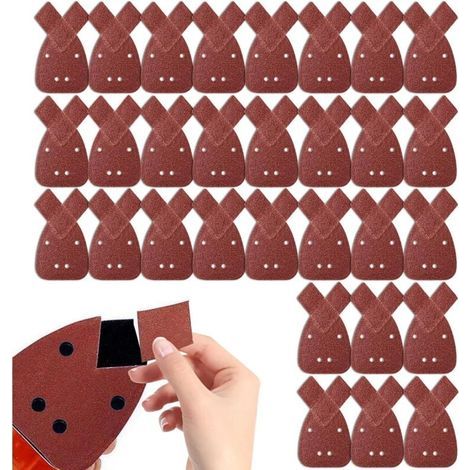 30 Pièces Feuilles Abrasives Triangles Feuilles de Ponçage 40 Grain Mouse Sanding Sheet Papier Abrasif pour Detail Palm Sander (1/4)