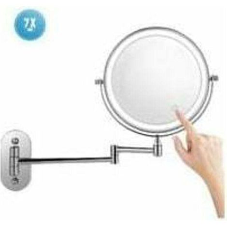 Specchio da trucco da parete 8 pollici 7X, specchio da bagno ingranditore a LED, rotazione a 360° - Bianco (1/4)