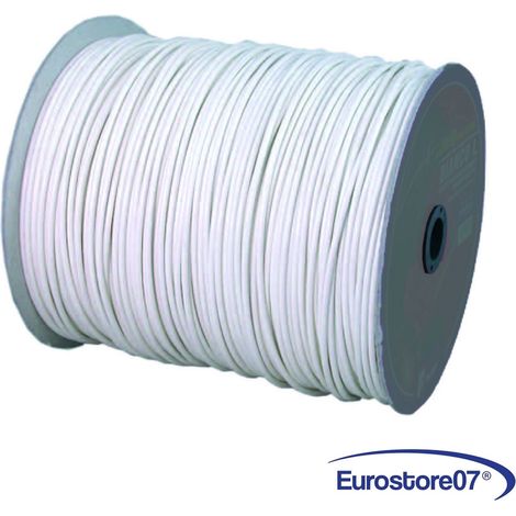 Cavetto acciaio ottonato rivestito in pvc bianco - ø mm.6 in rotoli da mt.350 (1/4)