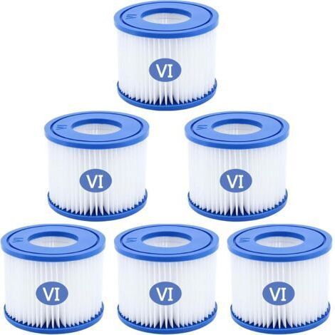 Lot de 6 Cartouches filtrantes pour Piscine Type VI, Cartouche Filtre pour Bestway Pompe de Piscine, Filtre de Piscine Intex pour Lay-Z-Spa, Miami, Monaco, Vegas (1/5)