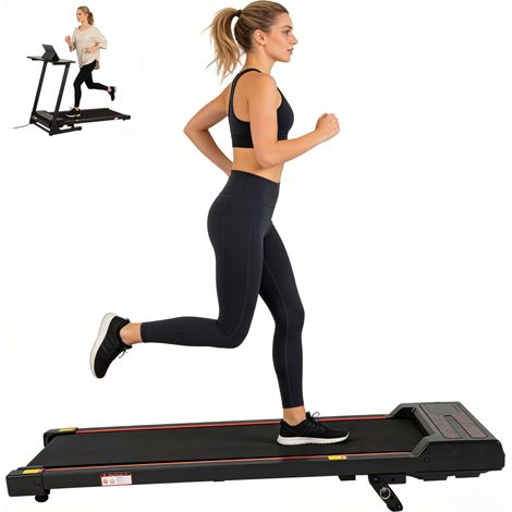 Tapis de marche 2-en-1 104x46x10 cm, 1-6 km/h, inclinaison réglable, télécommande, écran LED, charge 110 kg - Noir (1/5)