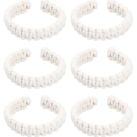 Lot de 6 Embrasses De Rideaux Tissés, Style Bohème, Tricotées à la Main, Embrasses Tricotées Main, Embrasses de Rideaux en Corde de Chanvre Rustique pour Maison Chambre Décoration (Blanc) (1/5)