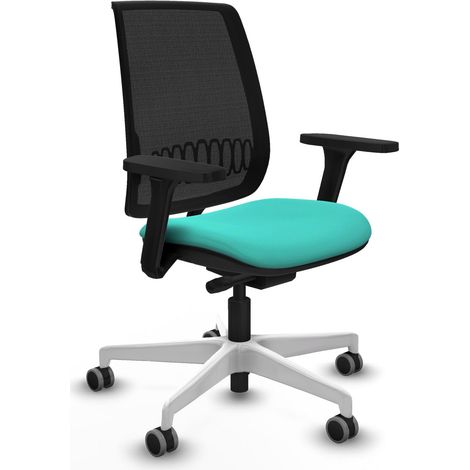 Silla de oficina piqueras y crespo Alares cuero sintético turquesa base blanca (1/2)
