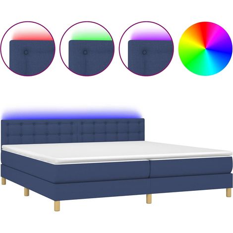 Maison Exclusive - Letto a Molle Materasso e LED Blu 200x200cm in Tessuto (1/5)
