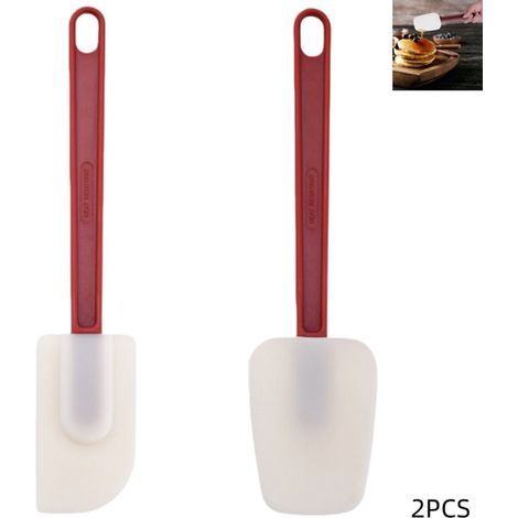 Espátulas de silicona antiadherentes y resistentes al calor, paquete de 2 (25,4 x 6,35 cm), utensilios para cocinar, hornear y freír. (1/5)