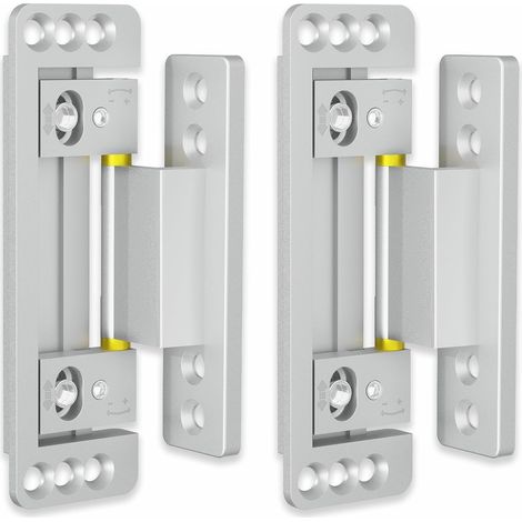 Hidden door hinges, 2-pack, ultra-thin concealed hinges for secret doors, adjustable invisible hinges, silent and smooth concealed door hinge, Silver