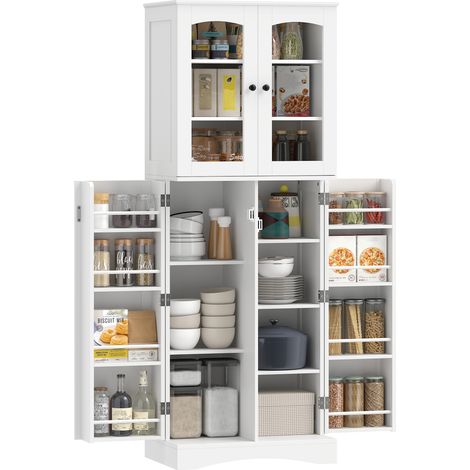 HOMCOM Mobile Dispensa 162 cm, Ante Soft-Close, Ripiani, Bianco