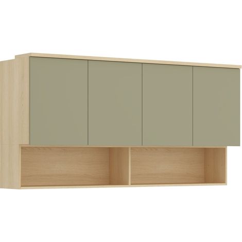 Armario de pared Nolcala 105, Roble + Eucalipto, 85x168cm, Número de puertas: 043cm, Aglomerado laminado