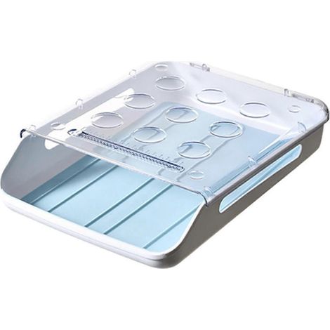 Porte-œufs pour réfrigérateur, boîte de rangement à roulettes automatique, couvercle transparent gris (1/5)