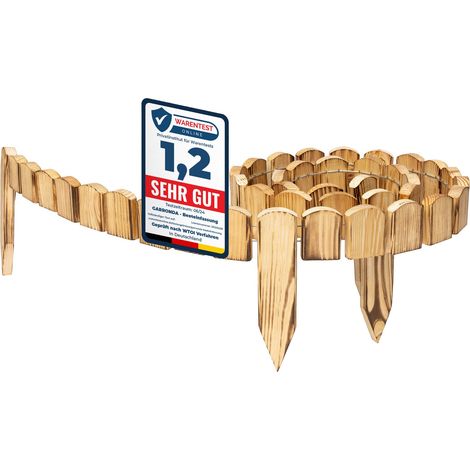 Garronda Bordure Jardin Extérieur en Bois 8x200 cm Brûlé GD-0046 (1/5)