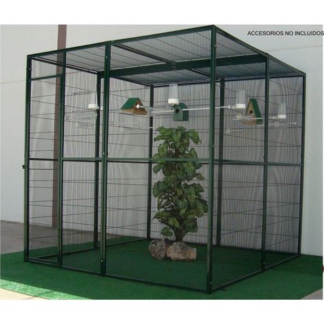 Volière intérieure pour petits oiseaux – 4m² – Hauteur 200 cm – Toit en maille – Espace entre barreaux 12mm – Accès facile par porte – Imor