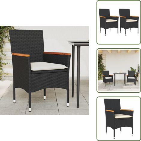 Chaises de jardin avec coussins lot de 2 noir résine tressée - Chaise De Jardin - Mobilier De Jardin - Fauteuil Extérieur - Résine Tressée - Rotin Synthétique (1/5)