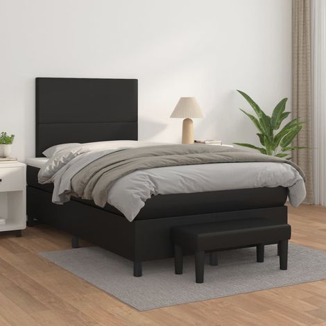 Sommier tapissier avec matelas Sommier pour Adulte et Enfant Lit adulte Noir 120x200 cm Similicuir XRKJY5273076 (1/5)