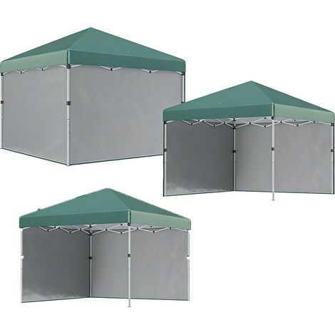 3er-Set  pavillon ca.3x3m, wasserabweisend Stabil Winterfest Pop-up Faltpavillon mit 2 Seitenwänden, UV Schutz 30+, Faltbar Partyzelt Gartenzelt mit Tasche, Gartenpavillon für Camping, Garten, Grün