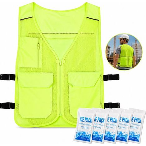 Gilet rafraîchissant vert avec 4 poches de glace – PVA – Léger et respirant – Unisexe – Travail et sport (1/5)