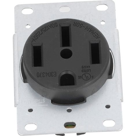 Prise industrielle NEMA 14-50R norme américaine, socle 4 trous 50A 125V/250V, sortie électrique robuste pour atelier et camping-car. (1/5)