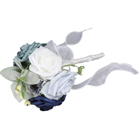 Bouquet de mariée aux couleurs éclatantes, romantique, fait main, élégant et portable, idéal pour les fêtes, les bureaux, les boutiques, les jardins et les demoiselles d'honneur, 25 x 14 cm, type D (1/5)