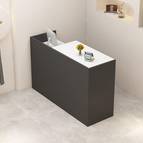 Empfangstheke mit Stauraum, 80-200 cm, für Büro, Praxis, Laden, Grau + Weiß (1/5)