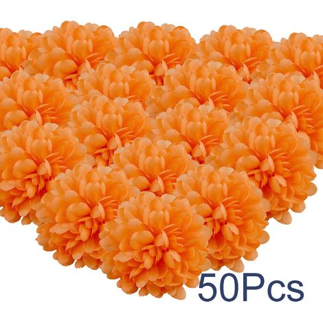 50 Fleurs Artificielles Soucis Orange 10cm, Têtes de Fausses Fleurs pour Guirlande Mariage, Décoration Maison Noël (1/5)