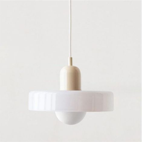 Suspension colorée style milieu du siècle avec abat-jour en verre - Luminaire suspendu vintage en fer et verre pour chambre, salon, cuisine, couloir - 35 cm (1/3)