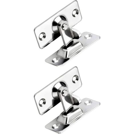 Lot de 2 loquets de porte coulissants à 90 degrés, verrou d'angle de sécurité à angle droit en acier inoxydable, boucle pliante, convient aux portes coulissantes, argent (1/5)