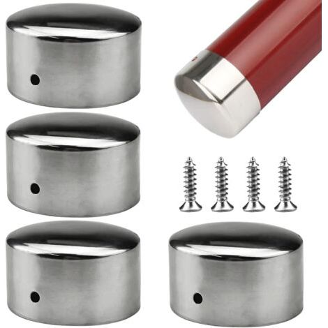 QORVA-4 Pcs Embout De Main Courante, Couvercle D'ExtréMité De L'Accoudoir Super Mince De 0,4 Mm,Embouts Ronds pour Rampe D'Escalier, avec 4 Vis en Acier Inoxydable(59mm) (1/5)