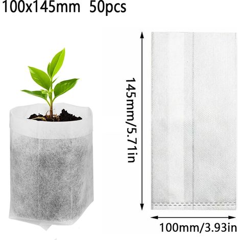 Sacs de semis biodégradables (100 x 145 mm) - Sacs de culture non tissés et respirants pour potager, jardin et pépinière - Offre spéciale (1/4)