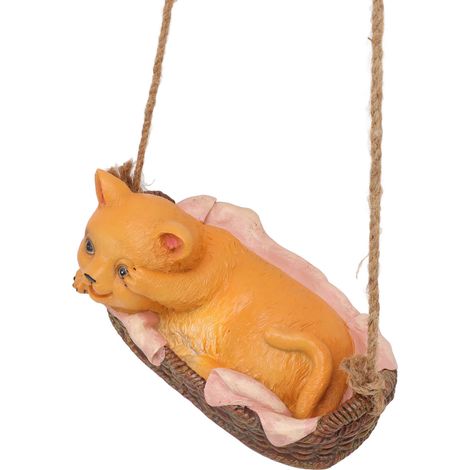 Figurine de chat en résine, chaton jaune, ornement à suspendre pour la décoration intérieure et extérieure. (1/5)