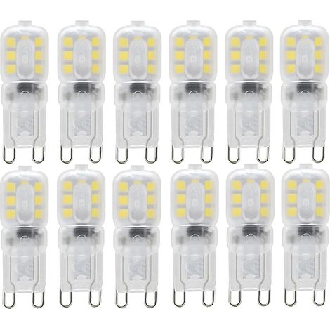 Ampoule LED G9 3W (équivaut 30W halogène), 300 lumens, non dimmable, sans scintillement, économe en énergie, CRI85, 220-240V, idéale pour éclairage déco maison, blanc froid 6000K, lot de 12. (1/5)
