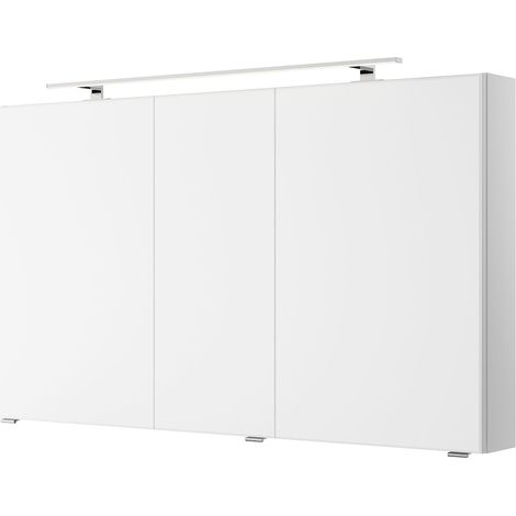 Bad Spiegelschrank mit 3D Funktion und LED Beleuchtung in weiß Glanz VILLATORO-66, B/H/T ca. 120/70,3/14,5 cm (1/5)