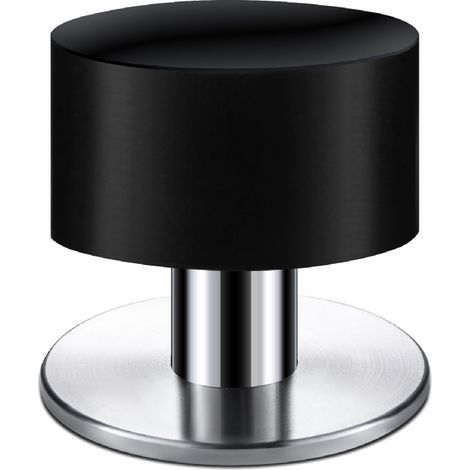 Set of 2 black self-adhesive rubber and stainless steel doorstops with strong adhesive, noise-dampening doorstops, door stops (1/4)