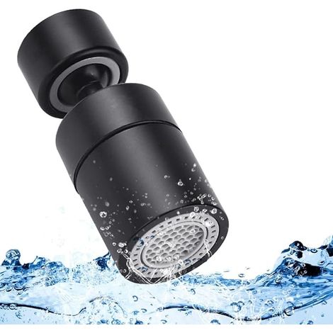 3 Pièces Aérateur de Robinet d'Évier Universel Embout Robinet Cuisine 360° Pivotant 2ème Vitesse Filtre Économiseur d'Eau Pivotant 22MM Mousseur pour Cuisine Salle de Bain Lavabo Noir (1/5)