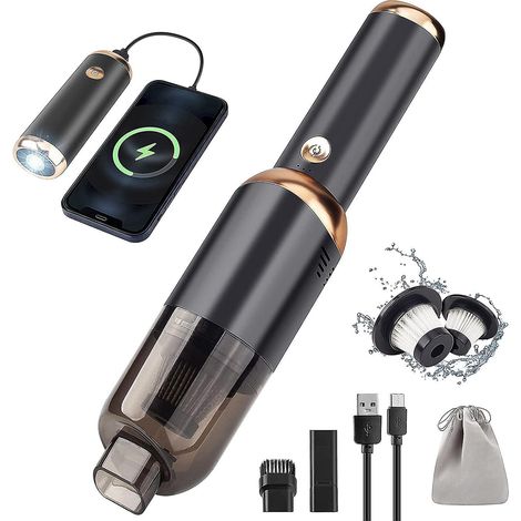 Akku-Handstaubsauger, 9500 Pa, 3-in-1-Autostaubsauger, wiederaufladbar (Typ C), leistungsstarker Mini-Staubsauger mit zusätzlichem HEPA-Filter (1/5)